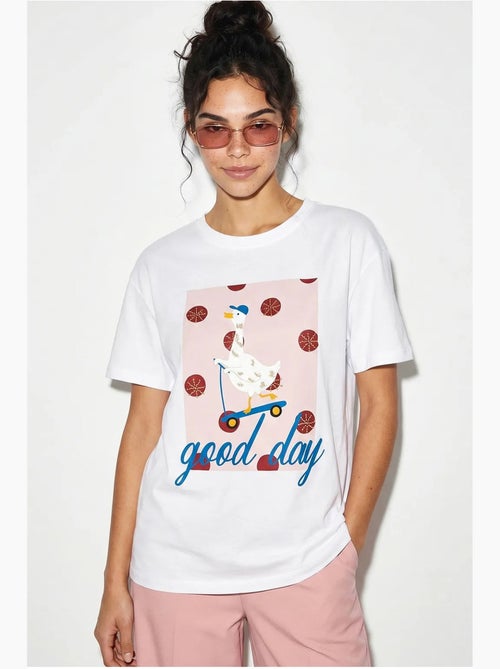 T-shirt estampada relaxed fit com gola redonda lucci - Kiabi
