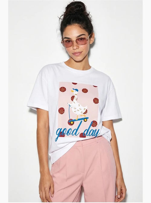 T-shirt estampada relaxed fit com gola redonda lucci - Kiabi