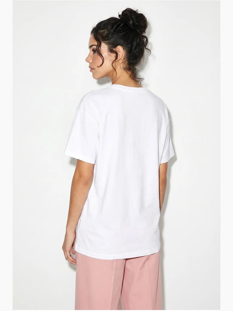 T-shirt estampada relaxed fit com gola redonda lucci Branco - Kiabi