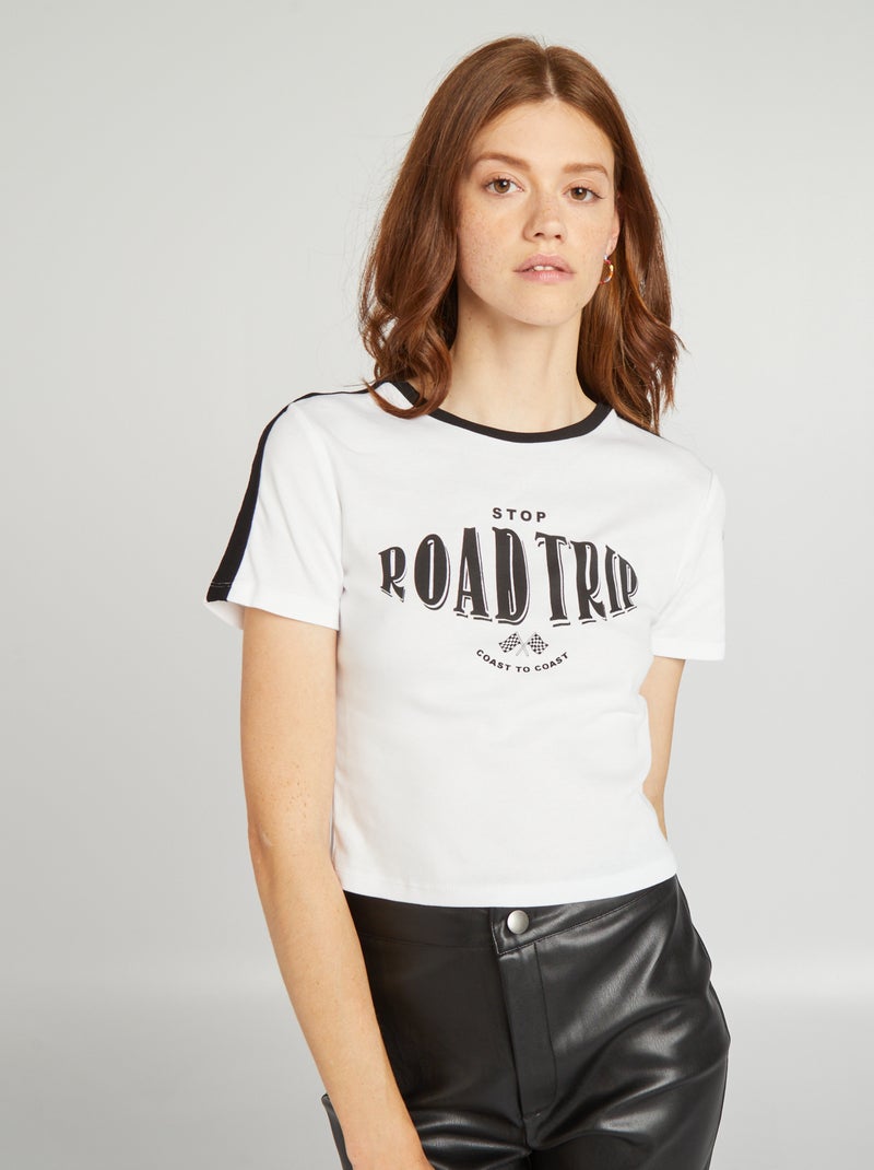 T-shirt estampada 'road trip' Branco - Kiabi