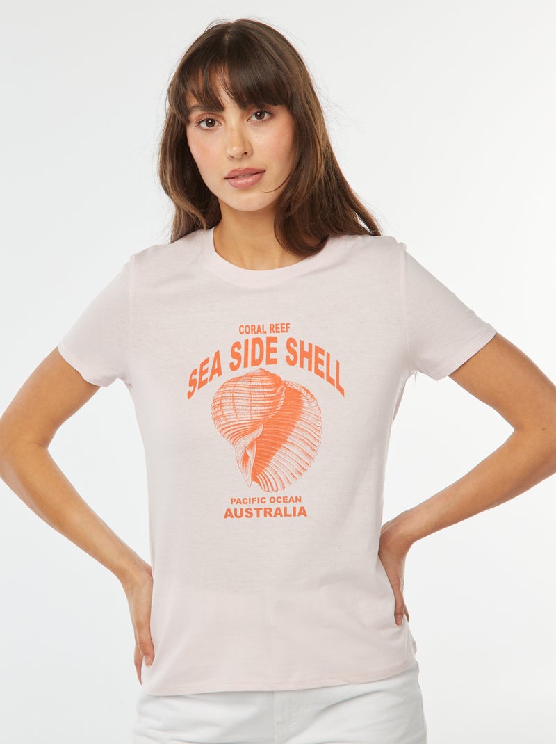 T-shirt estampada Rosa - Kiabi