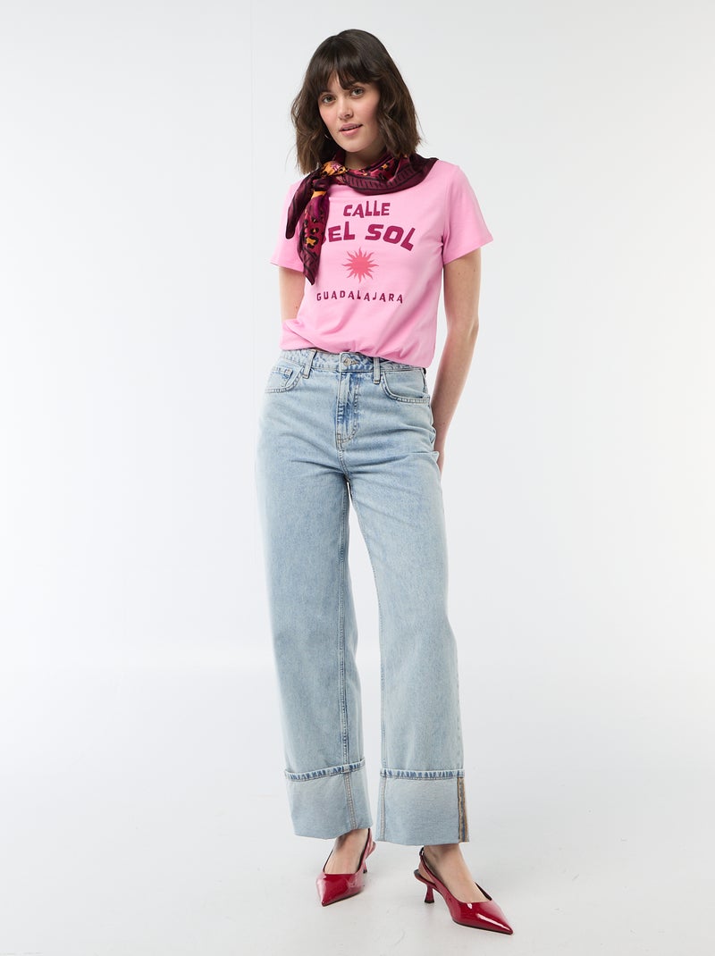 T-shirt estampada Rosa - Kiabi