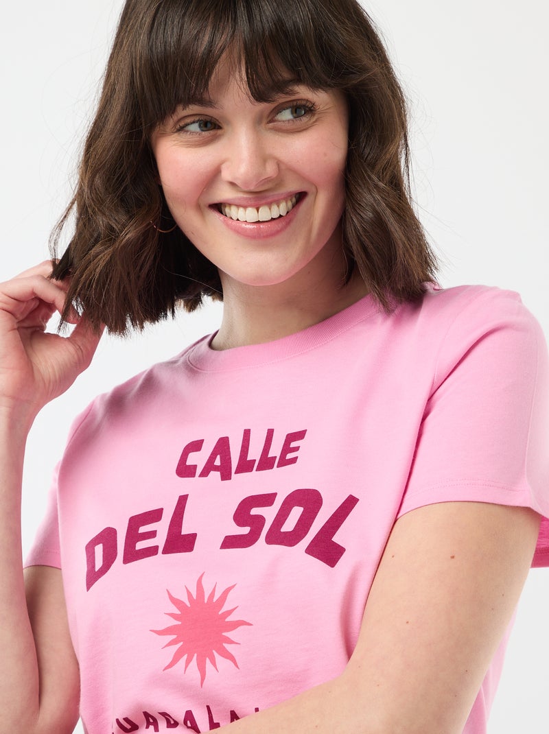 T-shirt estampada Rosa - Kiabi