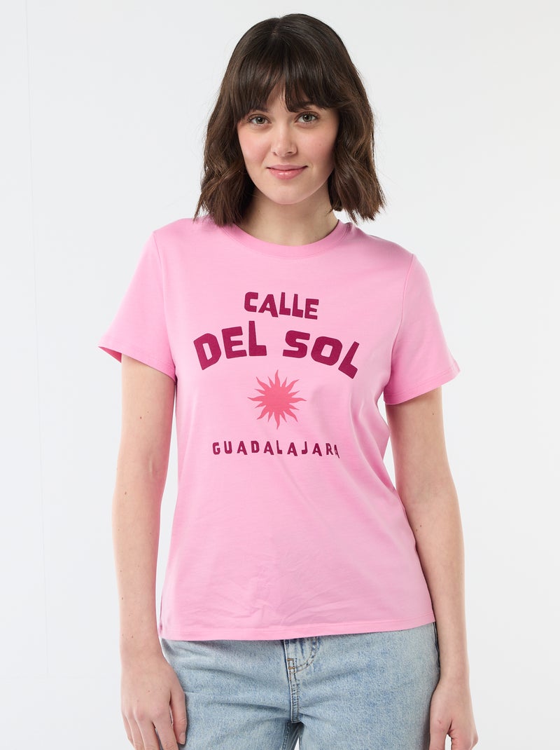 T-shirt estampada Rosa - Kiabi