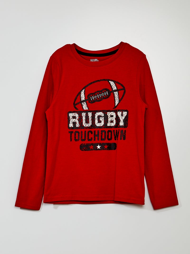T-shirt estampada 'Rugby' VERMELHO - Kiabi