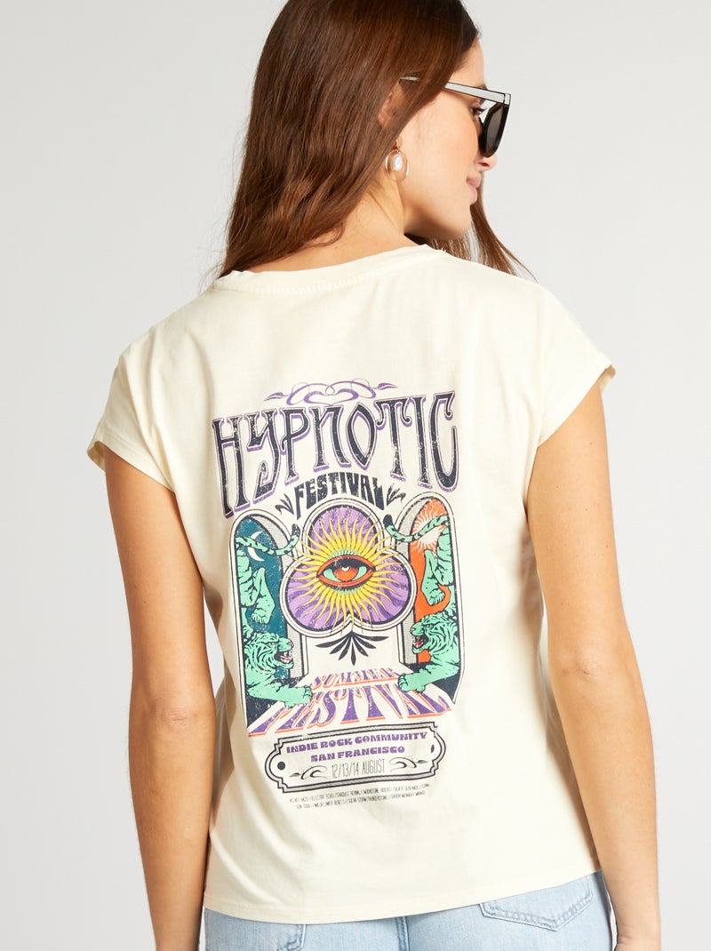T-shirt estampada tema festival BEGE - Kiabi