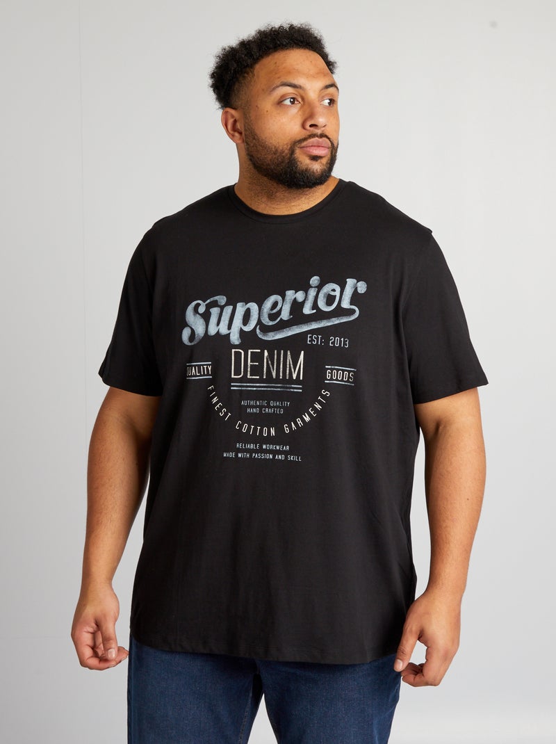 T-shirt estampada tipo motard PRETO - Kiabi