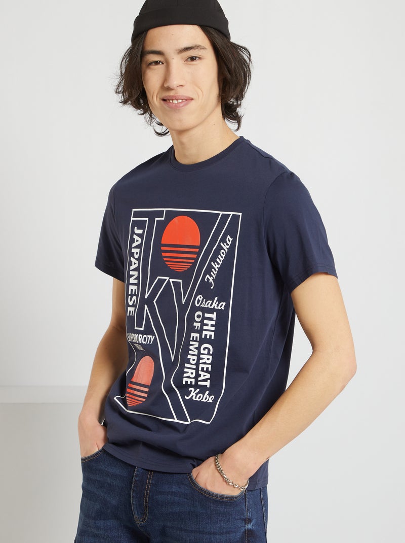 T-shirt estampada 'Tokyo' AZUL - Kiabi