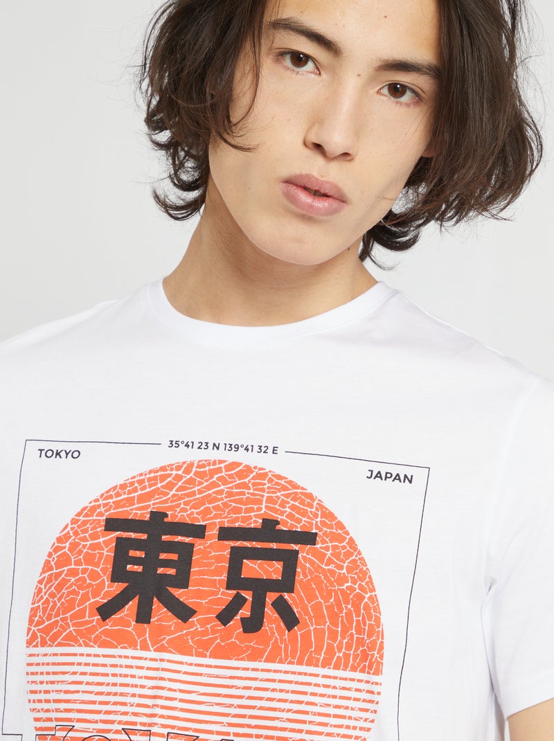 T-shirt estampada 'Tokyo' Branco - Kiabi