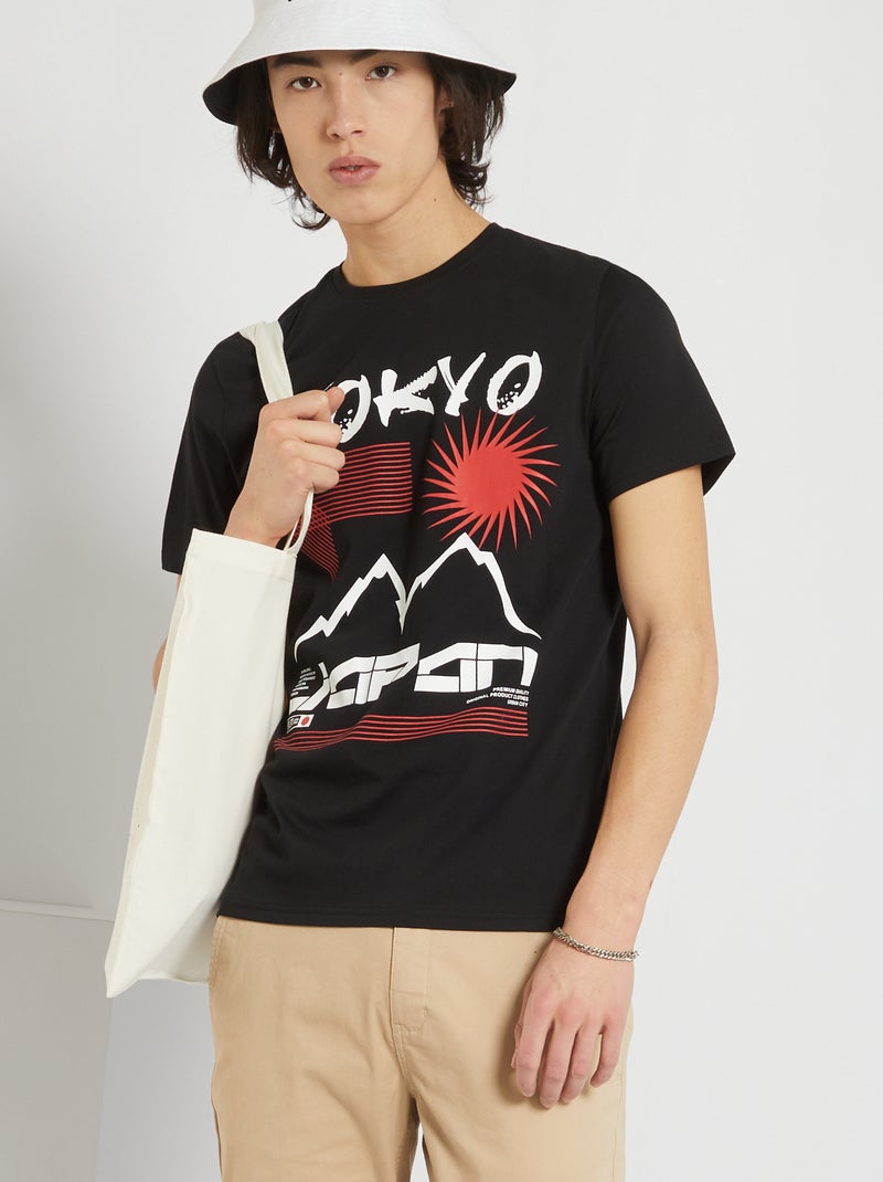 T-shirt estampada 'Tokyo' Preto - Kiabi