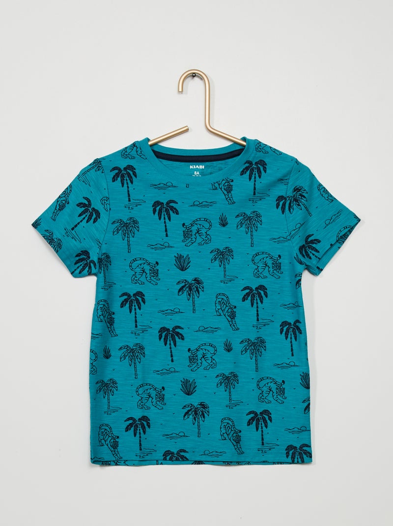 T-shirt estampada 'tropical' AZUL - Kiabi