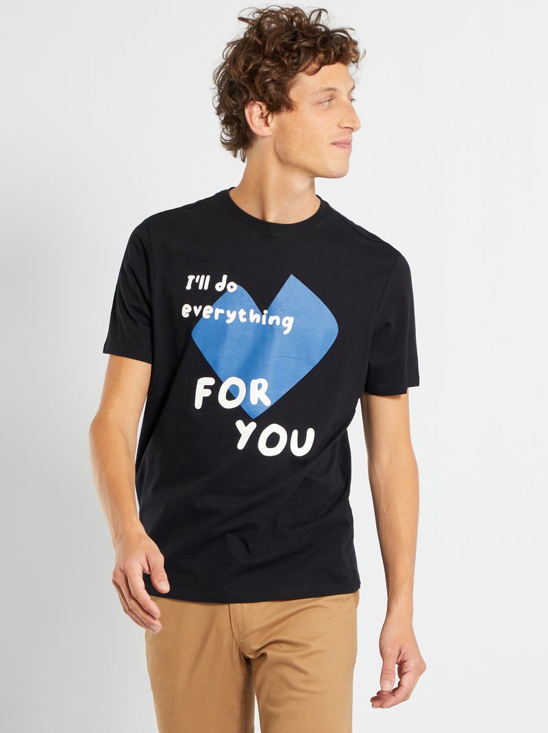 T-shirt estampada unissexo PRETO - Kiabi