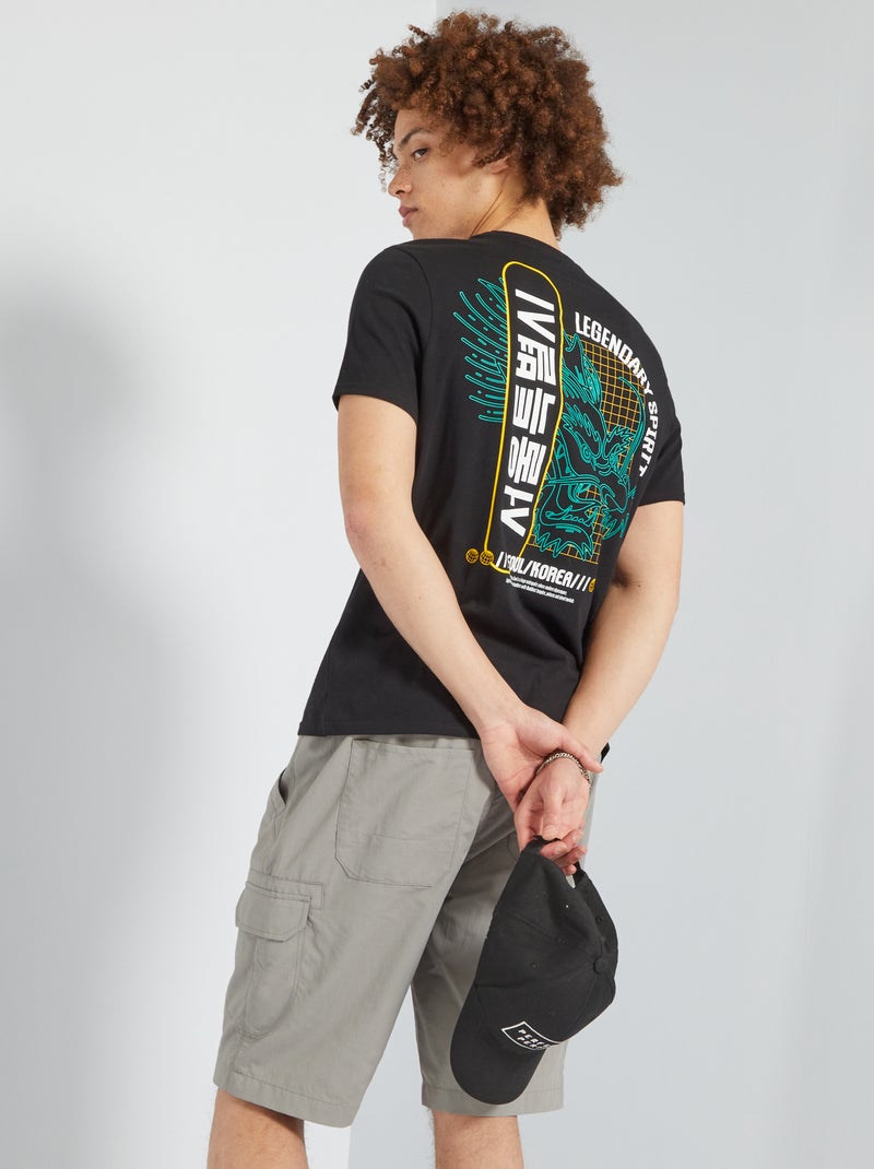 T-shirt estampada 'universos paralelos' PRETO - Kiabi