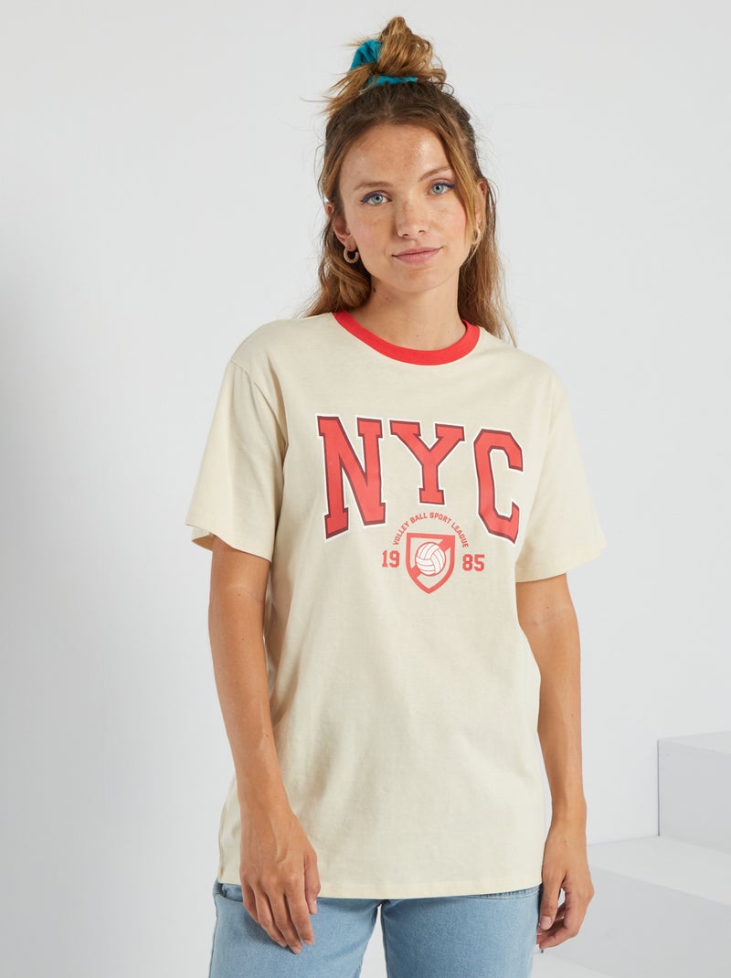 T-shirt estampada USA BEGE - Kiabi