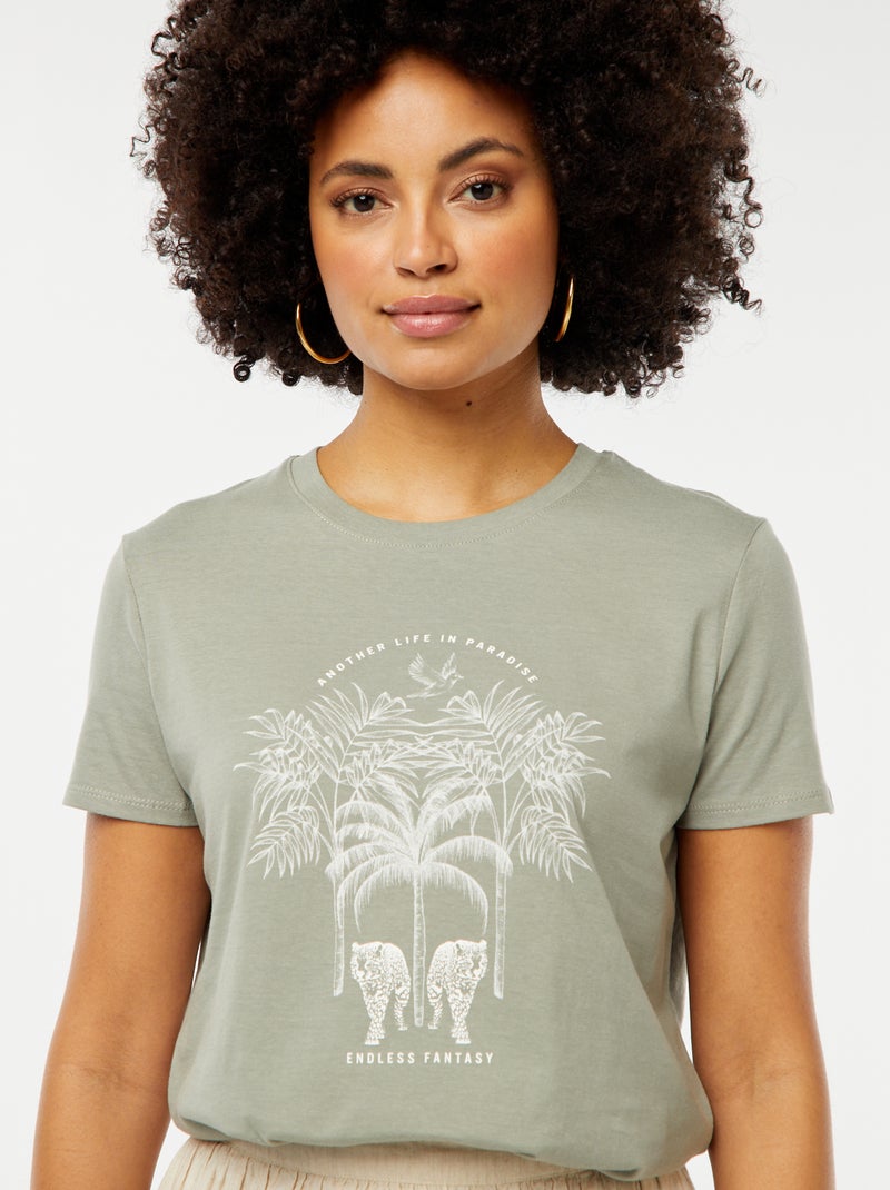 T-shirt estampada VERDE - Kiabi