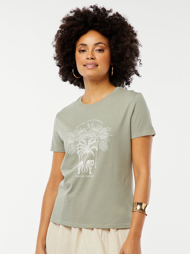 T-shirt estampada VERDE - Kiabi