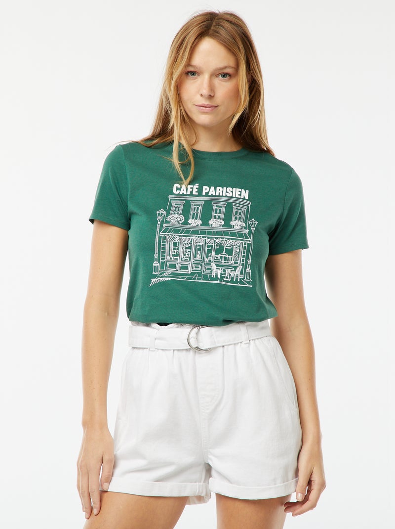 T-shirt estampada Verde - Kiabi
