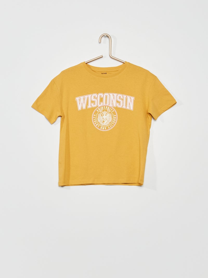 T-shirt estampada 'Wisconsin' AMARELO - Kiabi