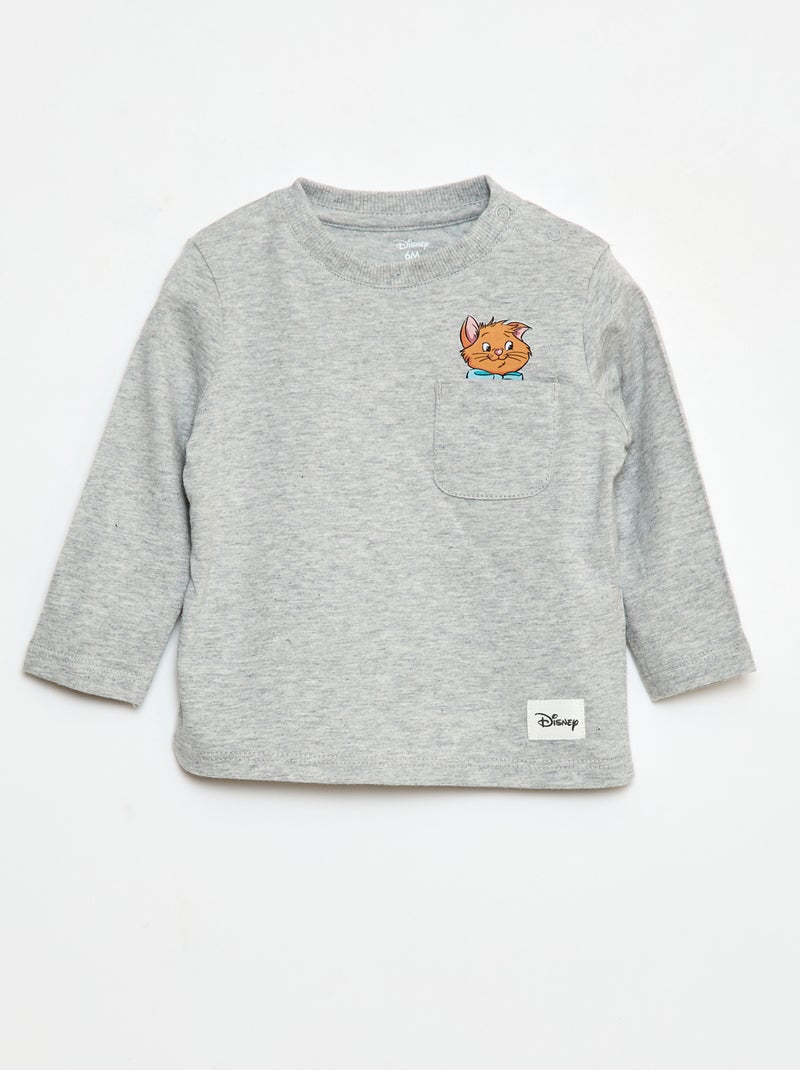T-shirt estampado algodão 'Aristogatos' 'Disney' Cinza - Kiabi