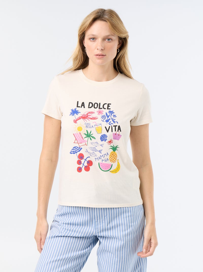 T-shirt estampado Branco - Kiabi
