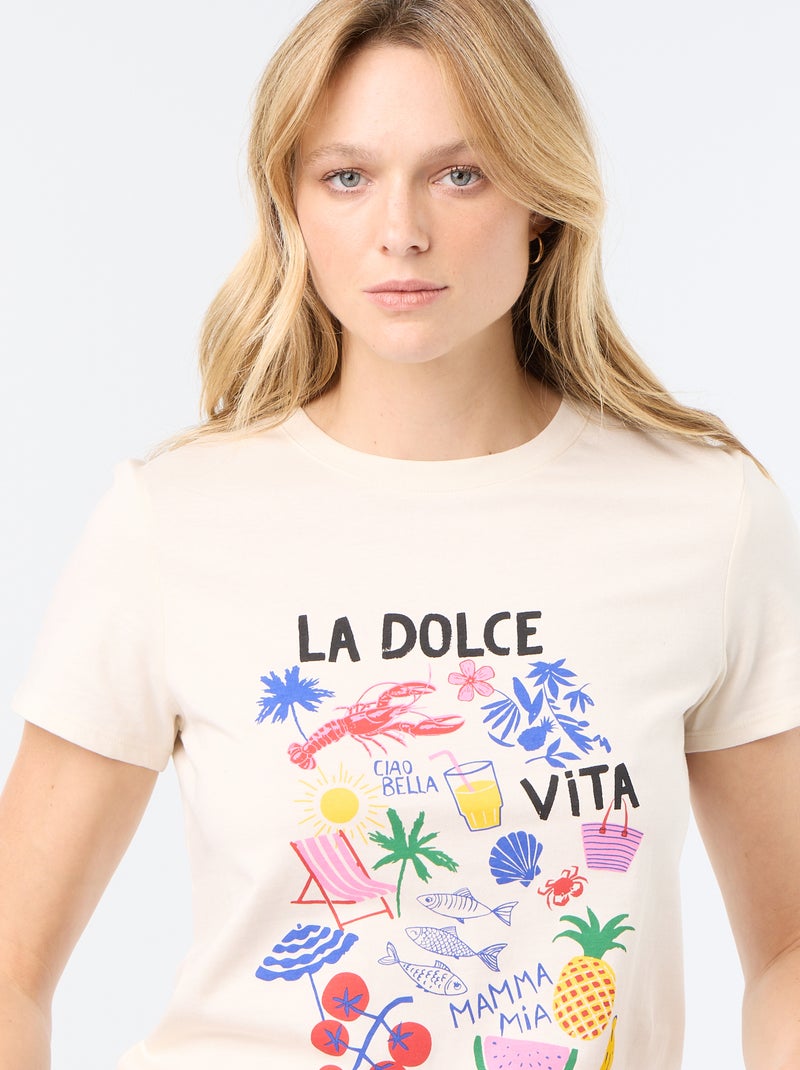 T-shirt estampado Branco - Kiabi