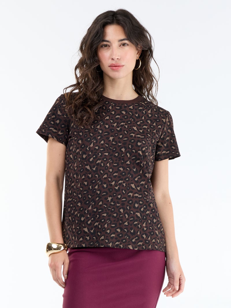 T-shirt estampado Castanho - Kiabi