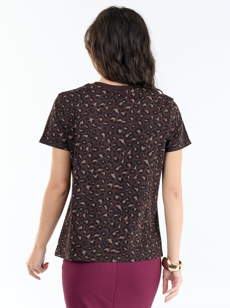 T-shirt estampado Castanho - Kiabi