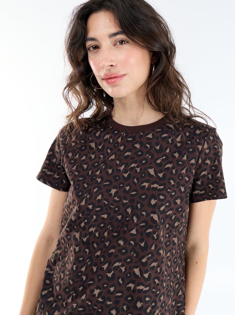 T-shirt estampado Castanho - Kiabi