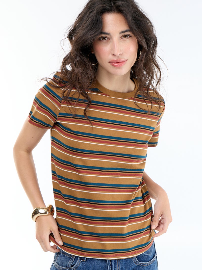 T-shirt estampado Castanho - Kiabi