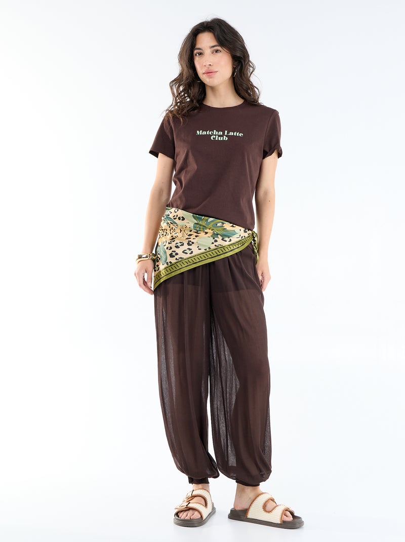T-shirt estampado Castanho - Kiabi