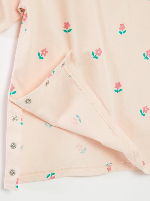 T-shirt estampado com abertura de molas no ombro - coleção fácil de vestir - Kiabi