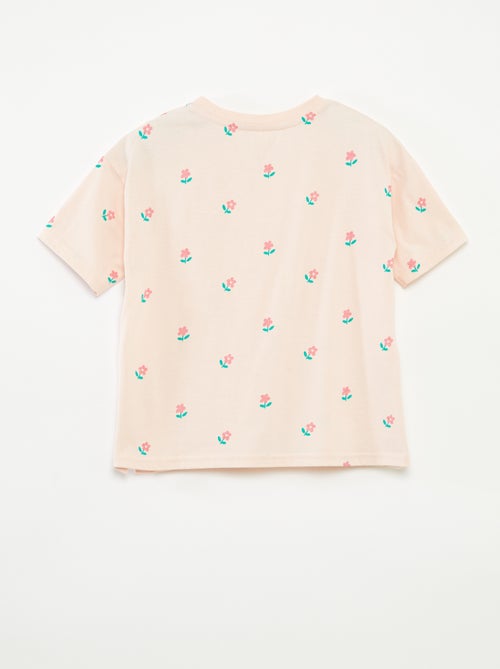 T-shirt estampado com abertura de molas no ombro - coleção fácil de vestir - Kiabi