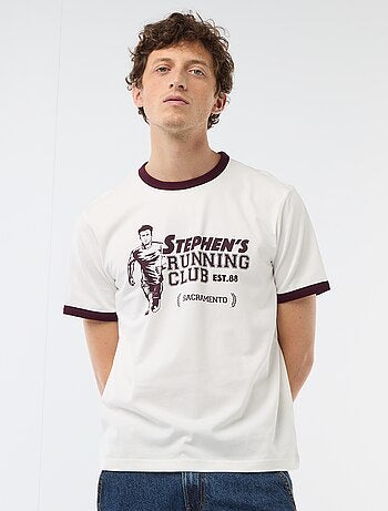 T-shirt estampado com debrum contrastante