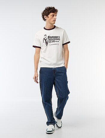 T-shirt estampado com debrum contrastante