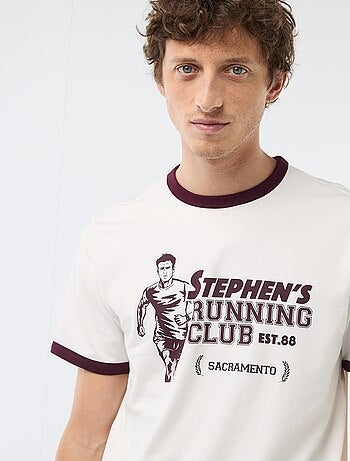 T-shirt estampado com debrum contrastante