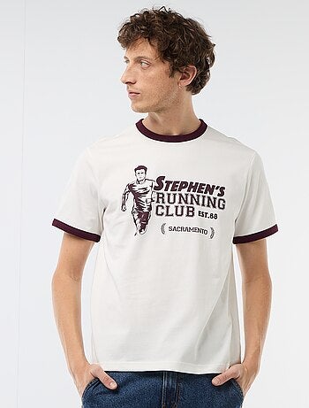 T-shirt estampado com debrum contrastante