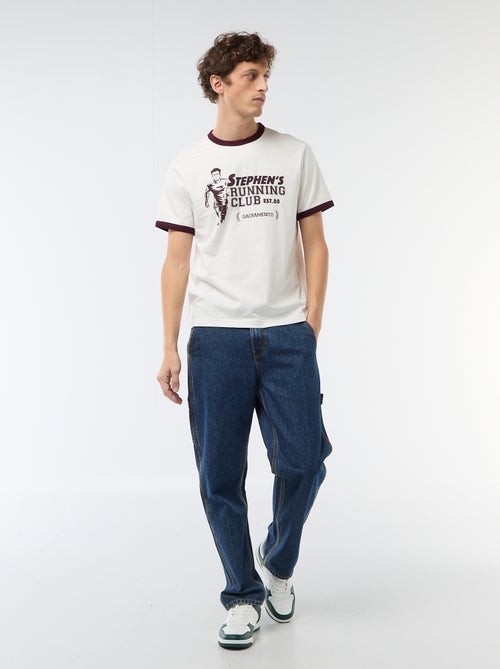 T-shirt estampado com debrum contrastante - Kiabi