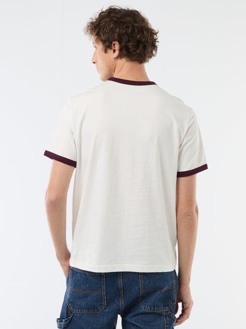 T-shirt estampado com debrum contrastante - Kiabi