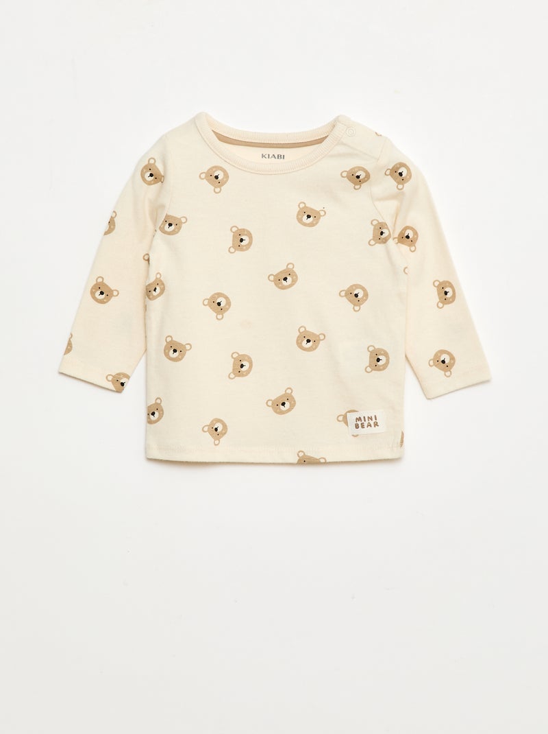 T-shirt estampado com desenho animado Branco - Kiabi