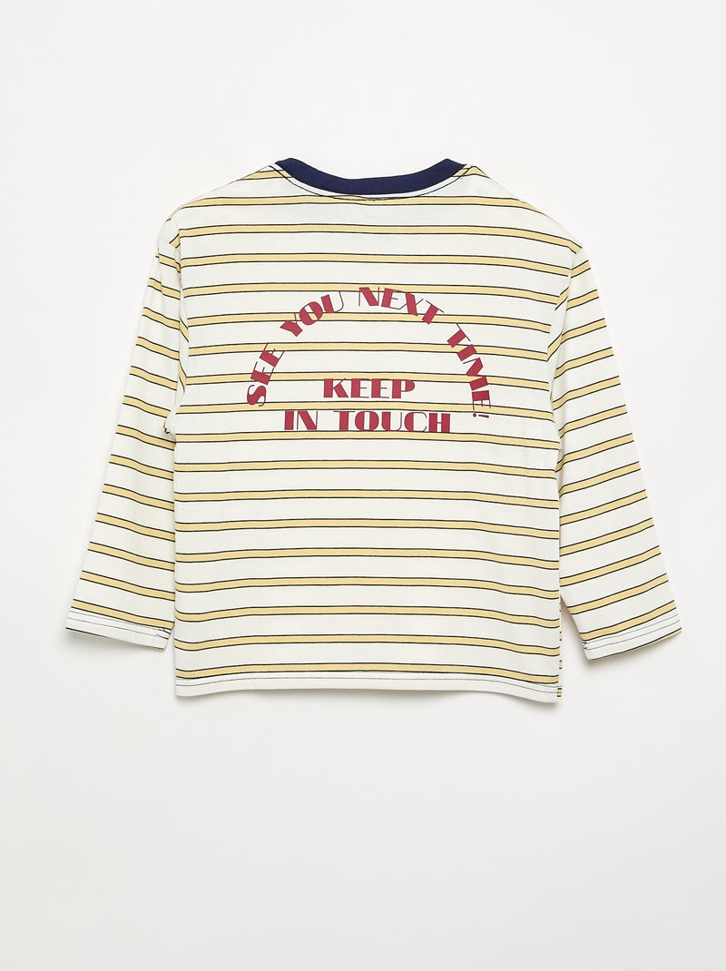 T-shirt estampado com inscrição de manga comprida Amarelo - Kiabi