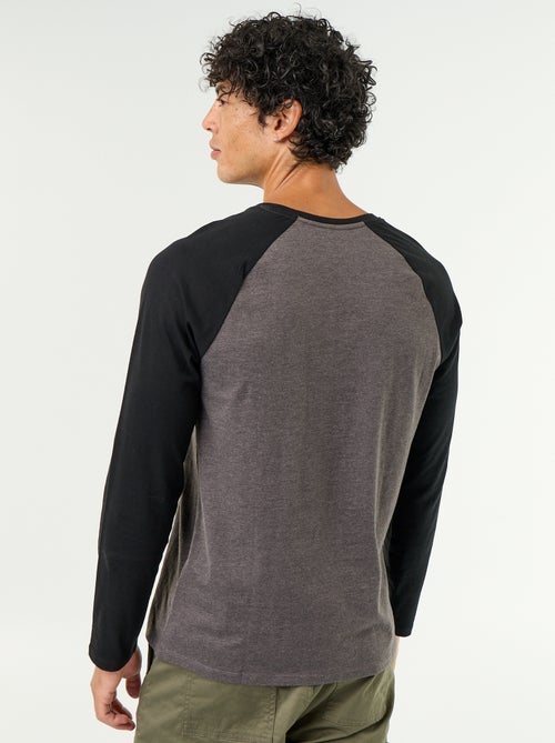 T-shirt estampado com mangas raglan compridas - Kiabi
