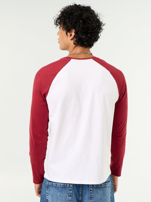 T-shirt estampado com mangas raglan compridas - Kiabi