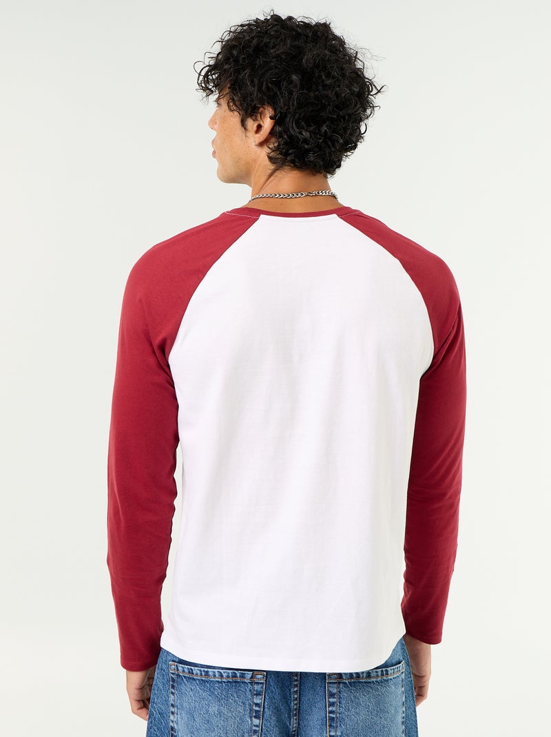 T-shirt estampado com mangas raglan compridas Vermelho - Kiabi