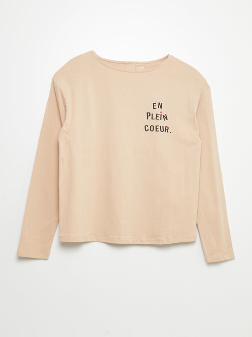 T-shirt estampado com mensagem - coleção fácil de vestir - Kiabi