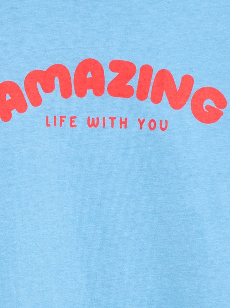 T-shirt estampado com mensagem Azul - Kiabi