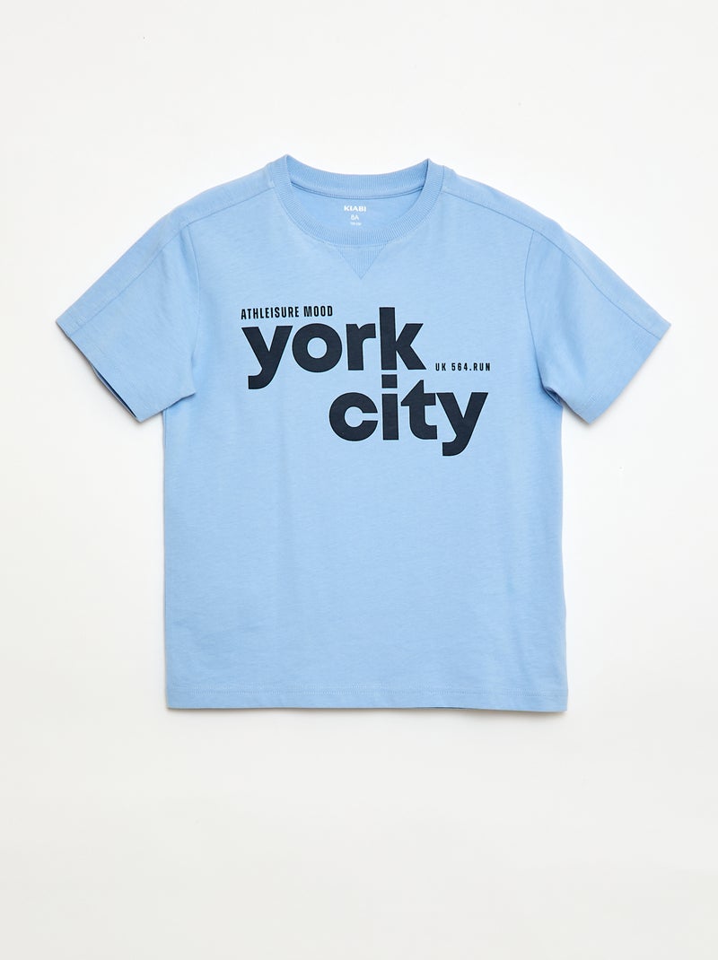 T-shirt estampado com mensagem Azul - Kiabi