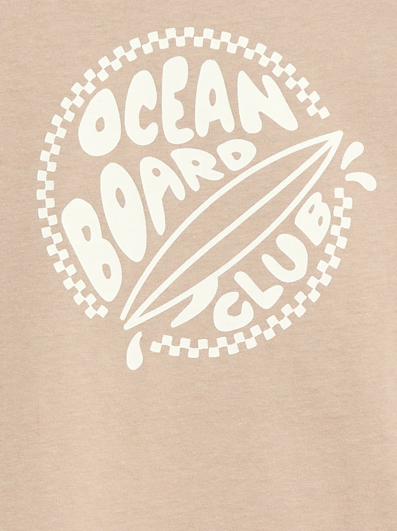 T-shirt estampado com mensagem Bege - Kiabi