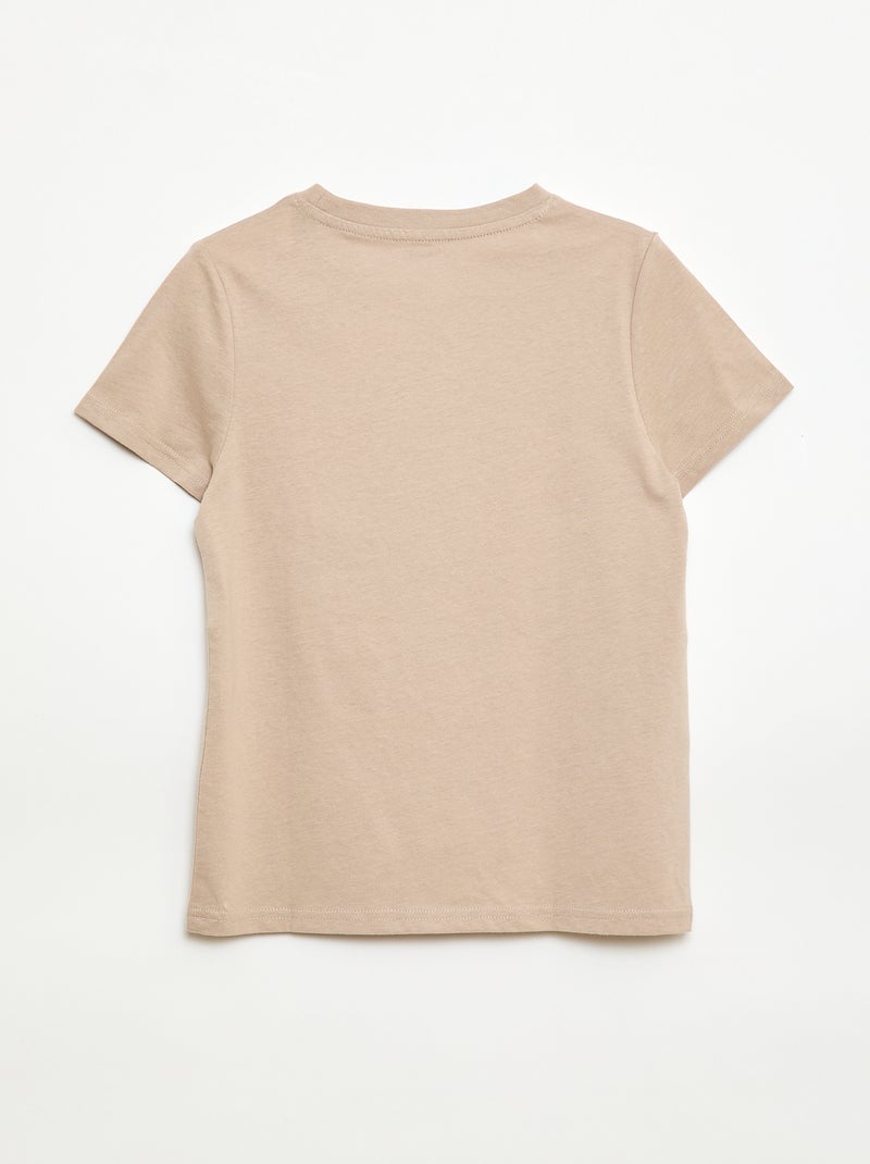 T-shirt estampado com mensagem Bege - Kiabi