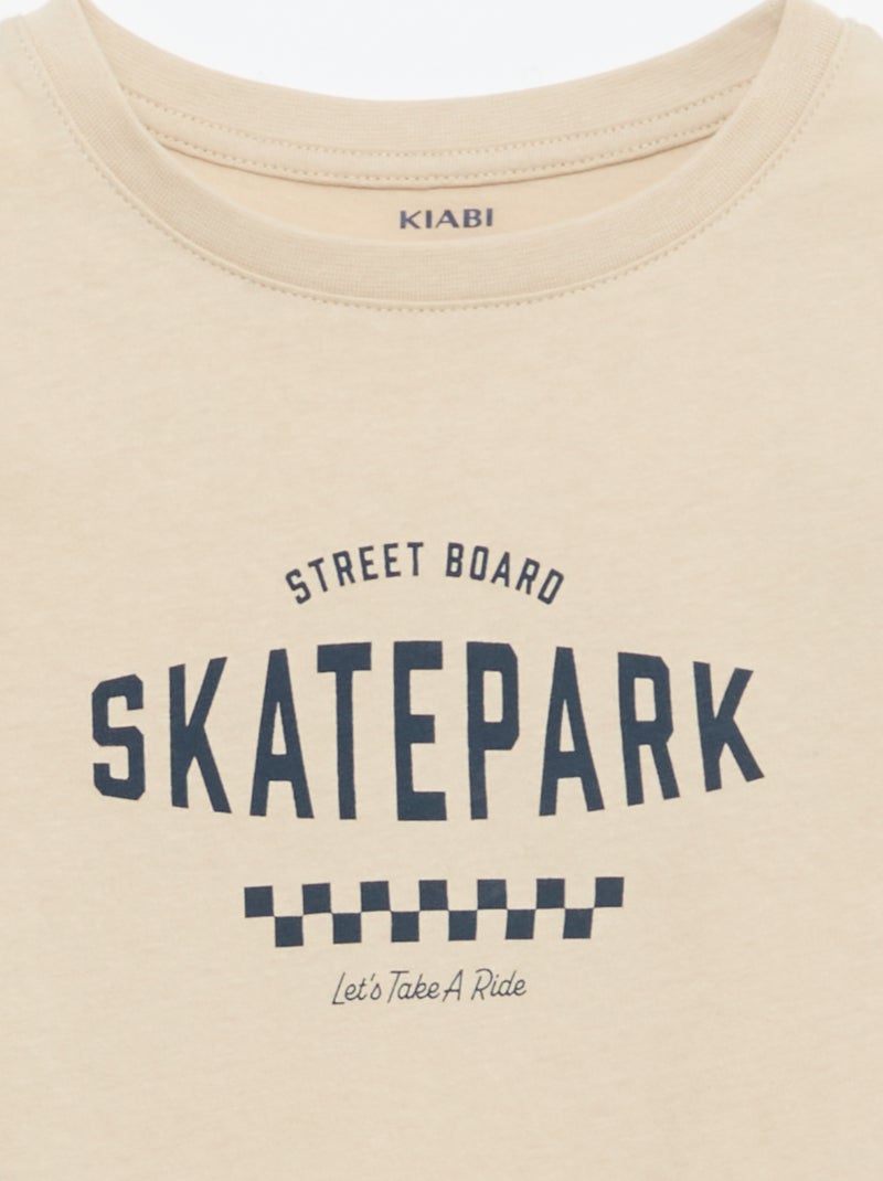 T-shirt estampado com mensagem Bege - Kiabi