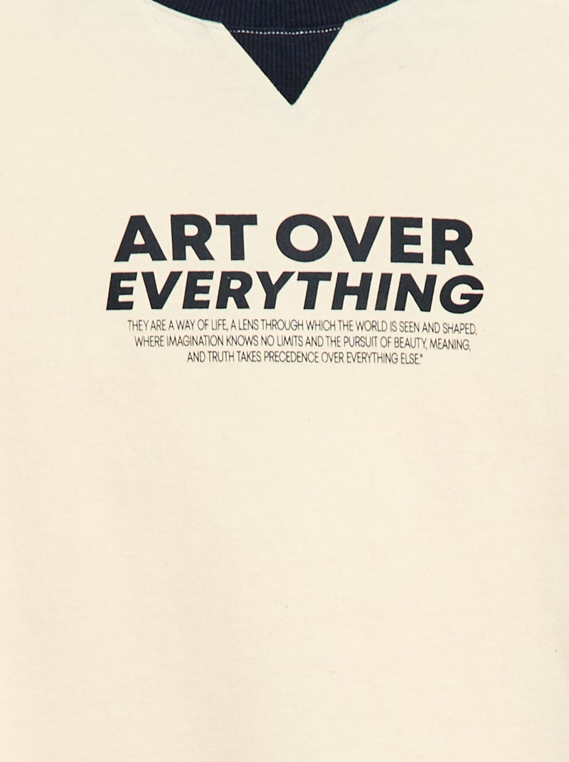 T-shirt estampado com mensagem Branco - Kiabi